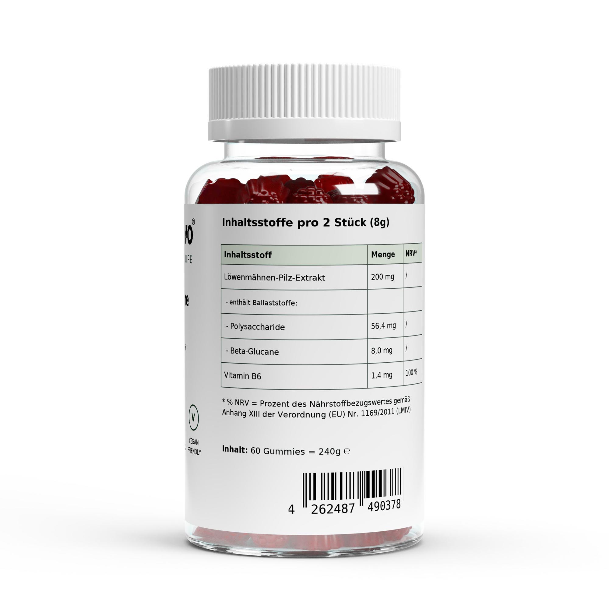Löwenmähne + Vitamin B6 Gummies – 60 Stk.