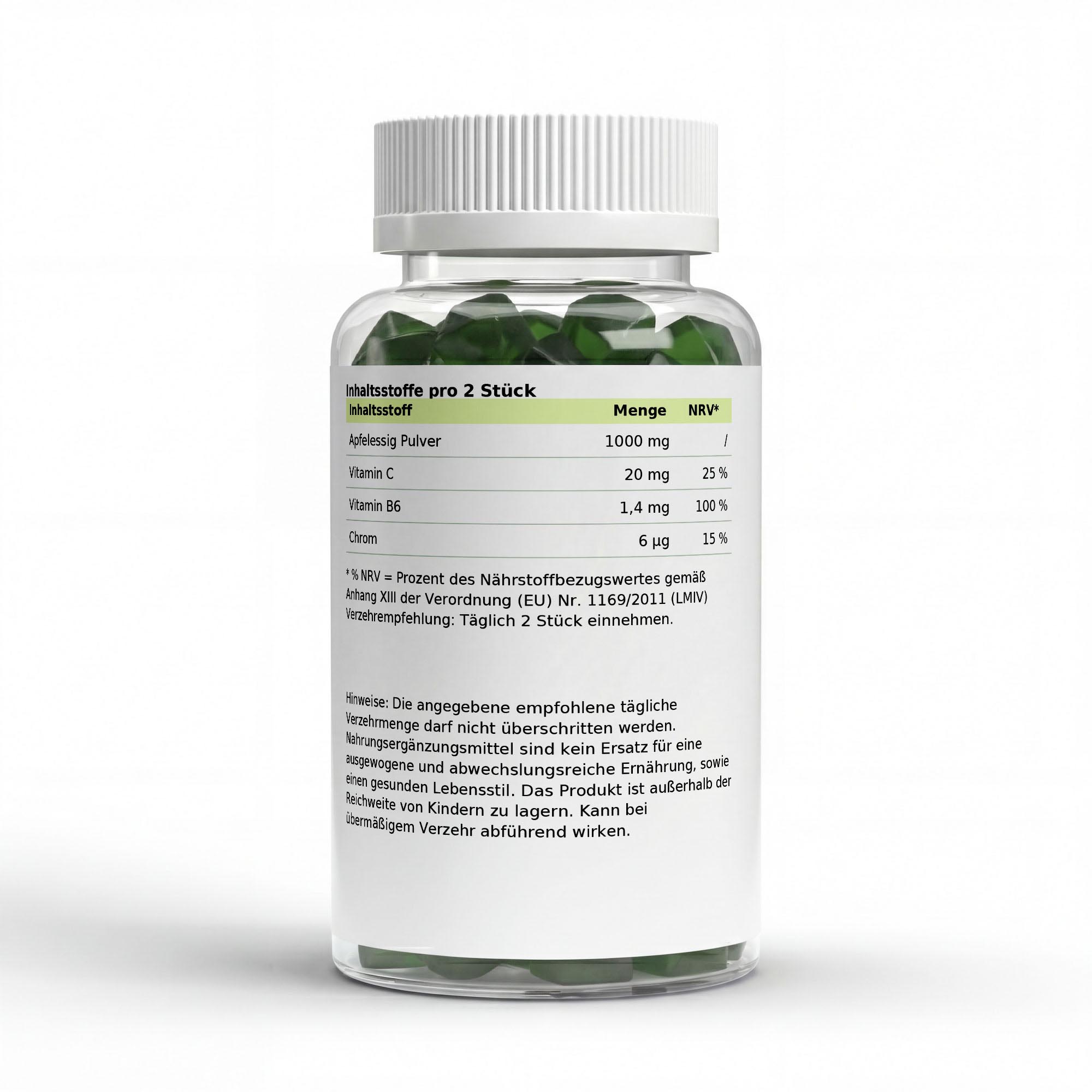 Apfelessig + C + B6 + Chrom Gummies - 60 Stk