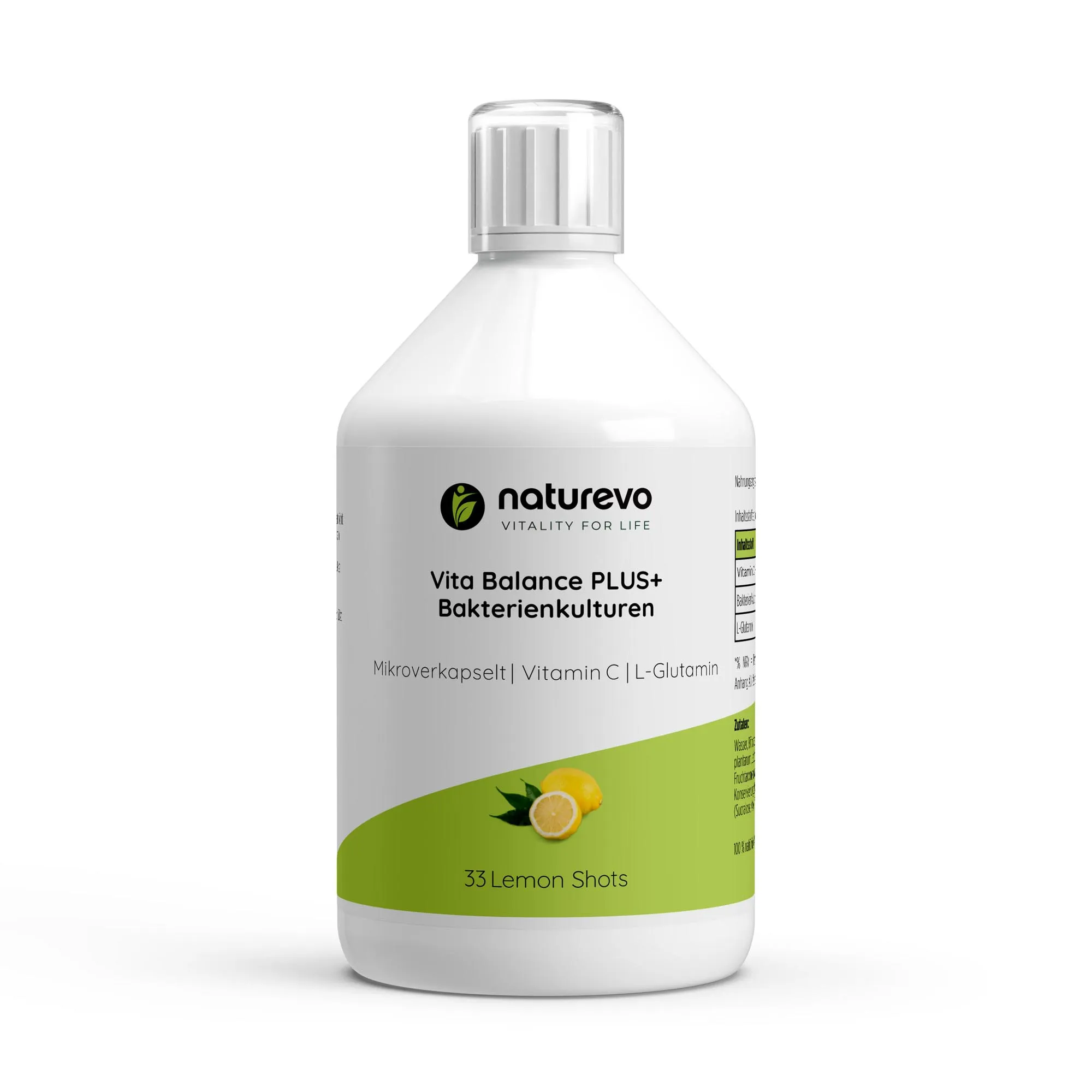 Vita Balance PLUS+ Bakterienkulturen - 33 vegane Lemon Shots - 500ml