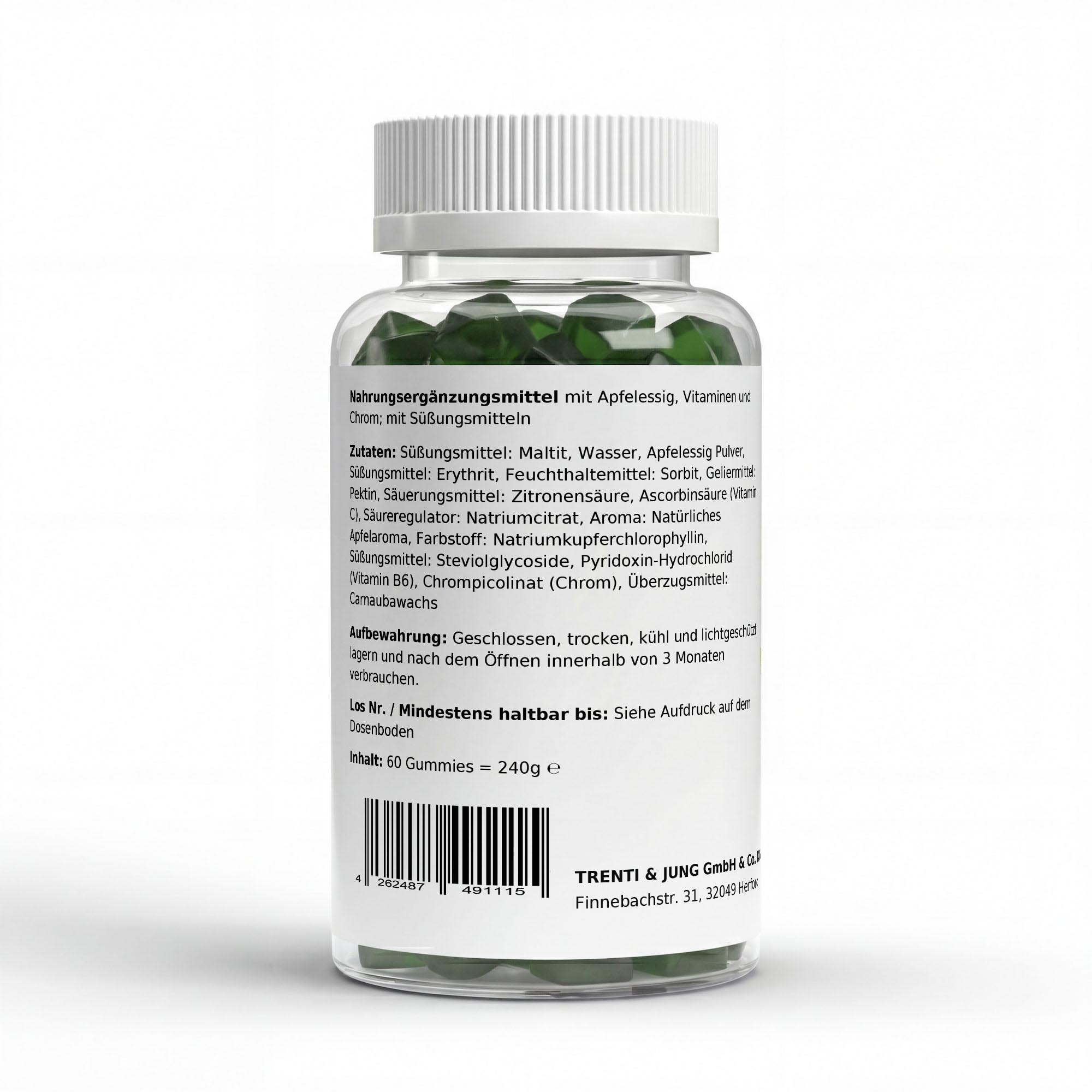 Apfelessig + C + B6 + Chrom Gummies - 60 Stk