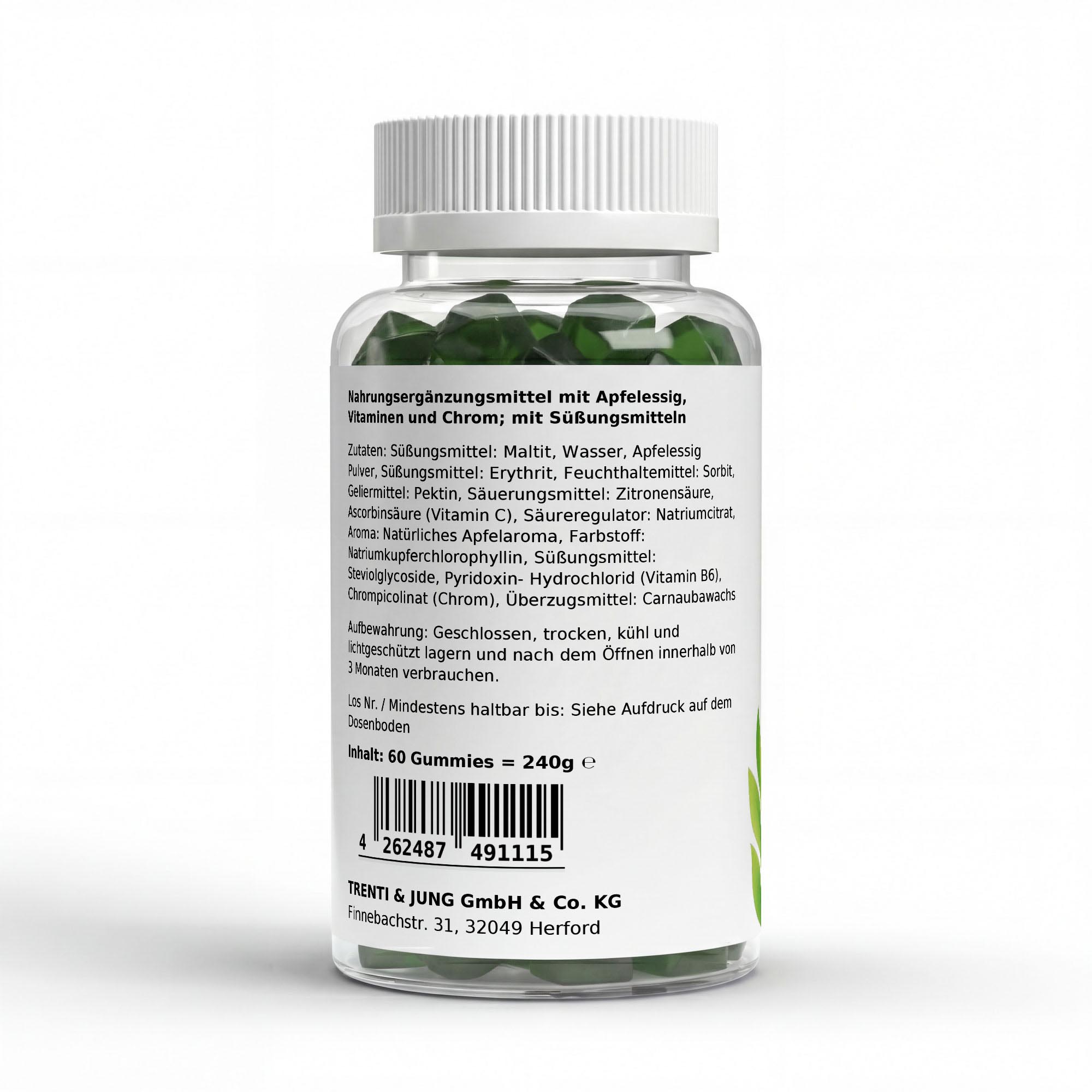 Apfelessig + C + B6 + Chrom Gummies - 60 Stk